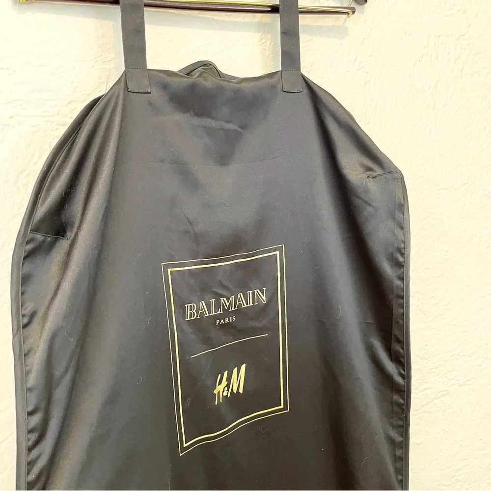 Balmain Paris H&M Garment Dust Bag Travel Black Satin 56x22